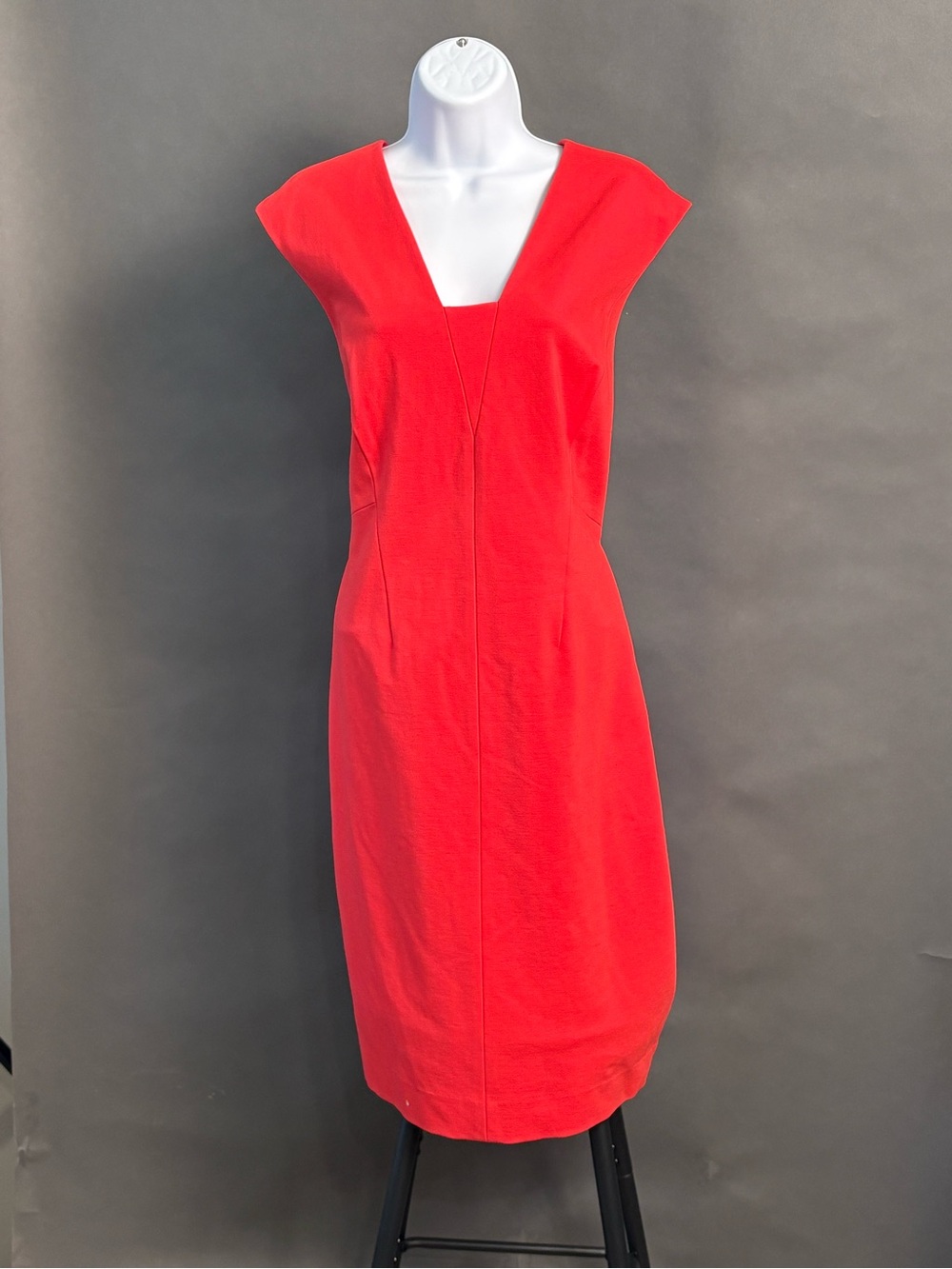 Classiques Entier Coral-Red V-Neck Cap Sleeve Midi Dress